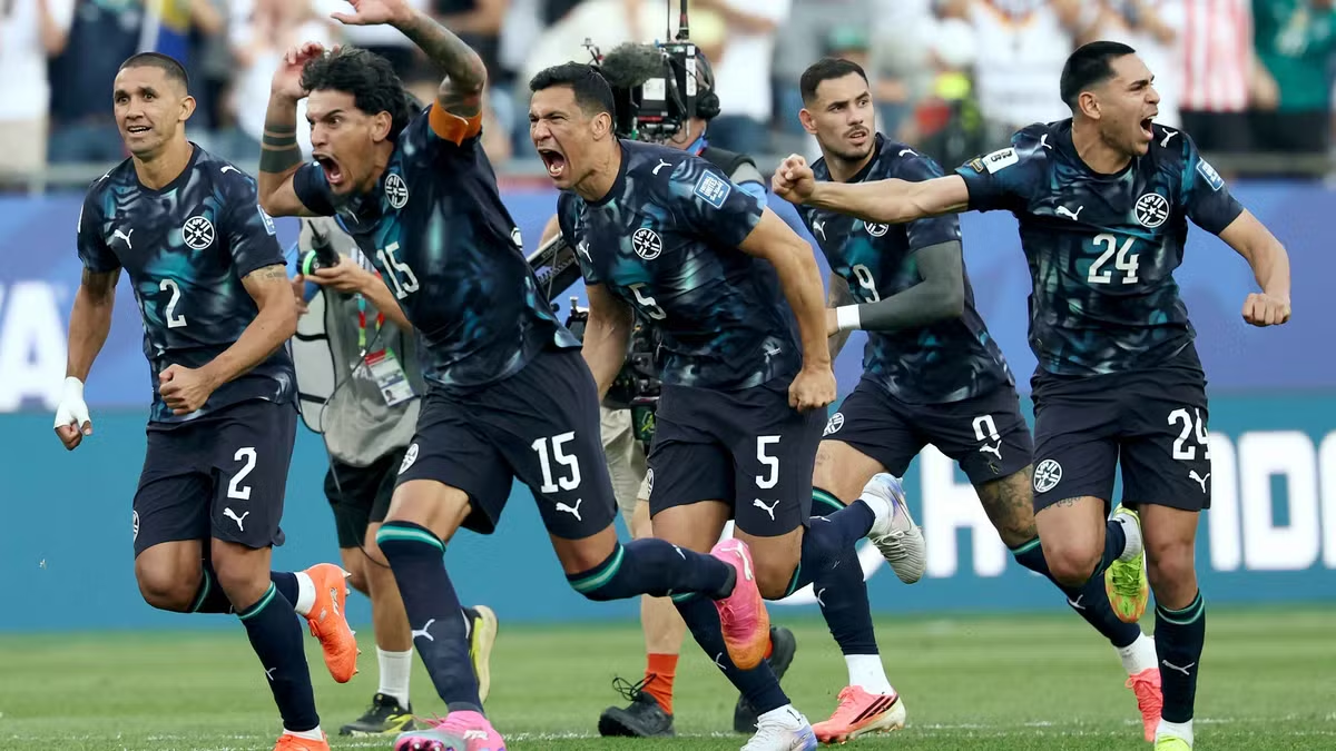 Paraguay players jubilate