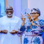 Delta State Governor, Rt. Hon. Sheriff Oborevwori (left), and his wife and Founder of You Matter Charity Foundation, Deaconess Tobore Oborevwori, displaying the separate Awards of Recognition conferred on them by the Youth Ministry of Living Faith Church (Winners’ Chapel), Osubi Branch, for their contributions to the advancement of Christendom and the development of Delta State, on Sunday. PHOTO: SAMUEL JIBUNOR
